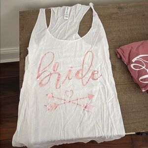 White Bride Tank Top with Pink Design